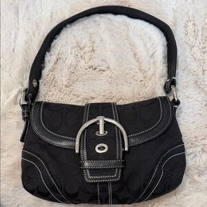 Coach Black Shoulder Bag with Silver Buckle